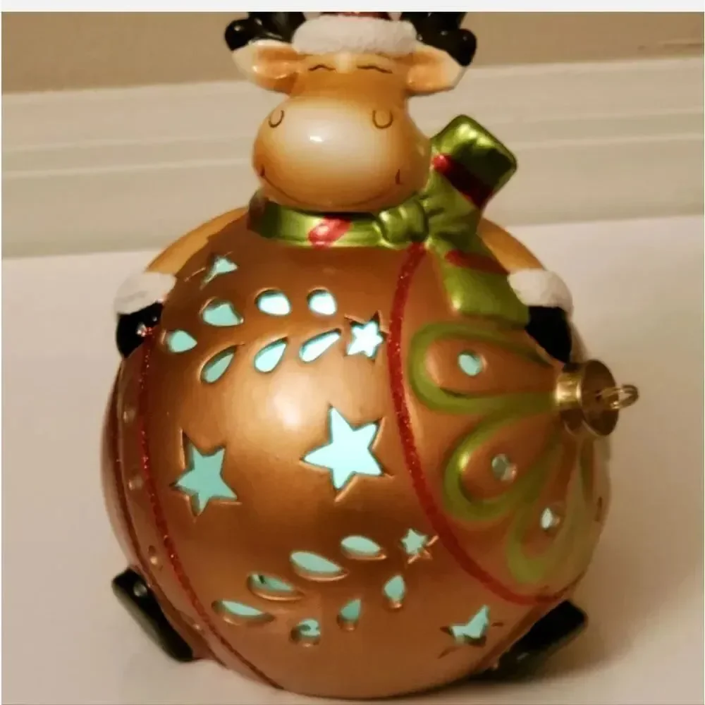 Home Reflections Reindeer Ornament Luminary Flameless Multi Color Candle